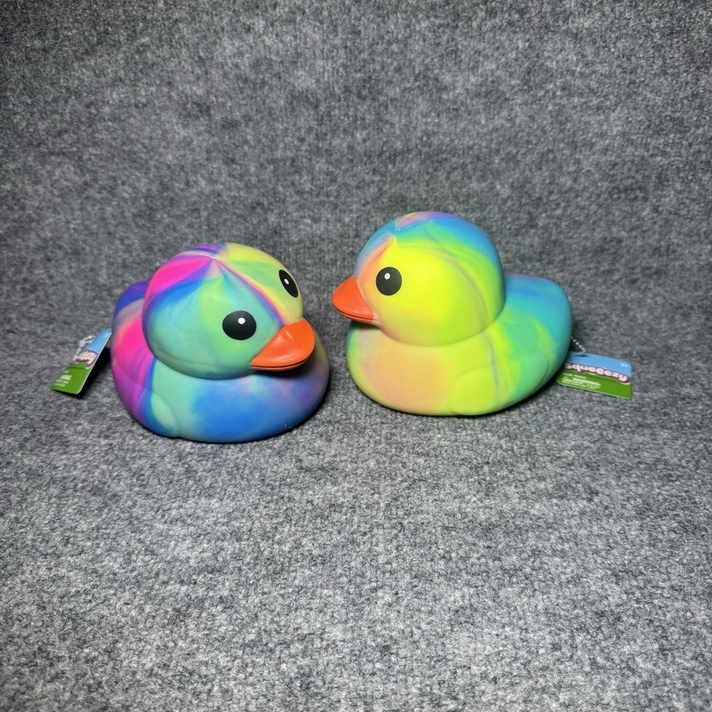 Sunny Days Jumbo Squeezy Duck Tie-Dye Squishy Stress Relief Toy Lot of 2 NWT NEW